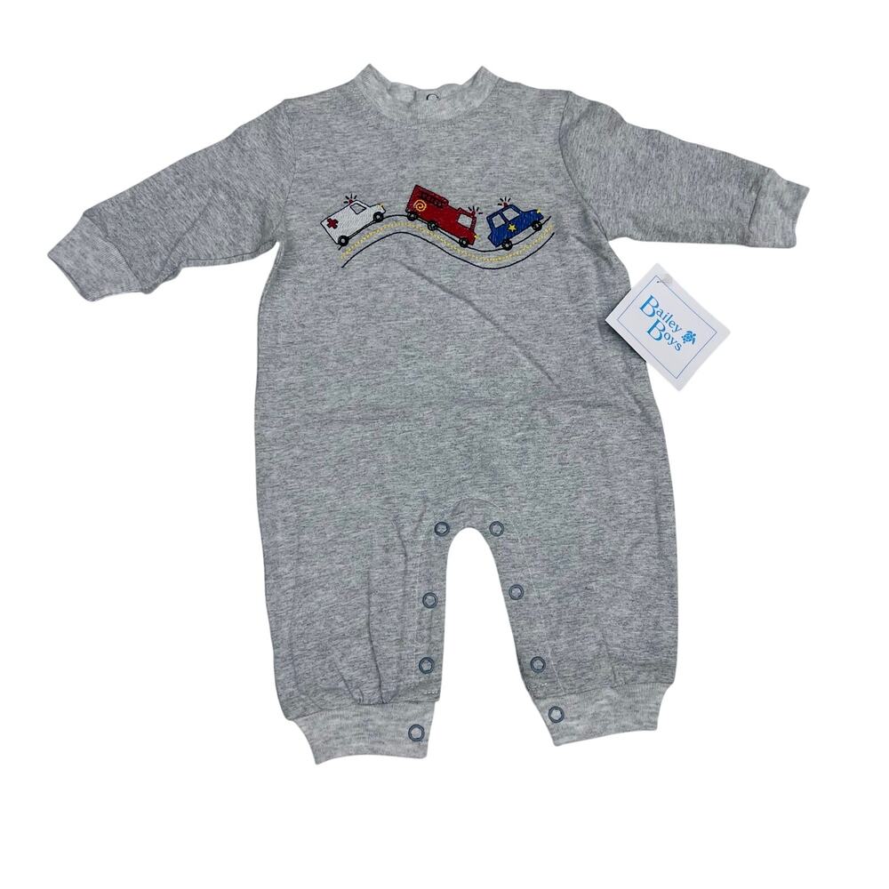 NWT Bailey Boys 6M Emergency Vehicles Knit Romper